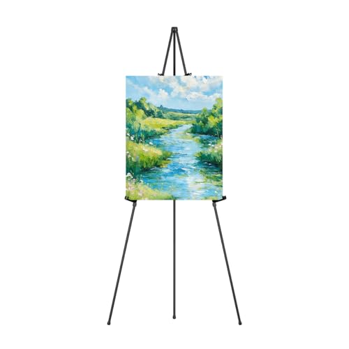 Easel Stand for Sign, 63" Portable Metal Floor Easel for Display with Carry Bag, Lightweight Foldable Tripod Easel Stand for Wedding Sign Poster Art Painting, Adjustable Height, Holds 5 lbs, Black (1)