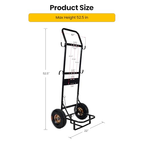Ranein Dolly Cart for Portable Tankless Water Heater | Water heater dolly cart, steel frame, 10-inch wheels, foldable, holds 20lb propane tank, portable, for RO4K RO5K RO8K RO11K