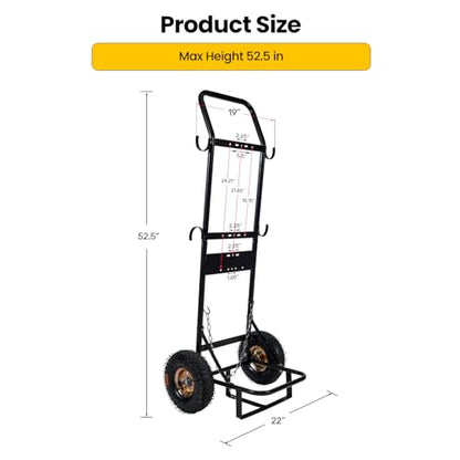 Ranein Dolly Cart for Portable Tankless Water Heater | Water heater dolly cart, steel frame, 10-inch wheels, foldable, holds 20lb propane tank, portable, for RO4K RO5K RO8K RO11K