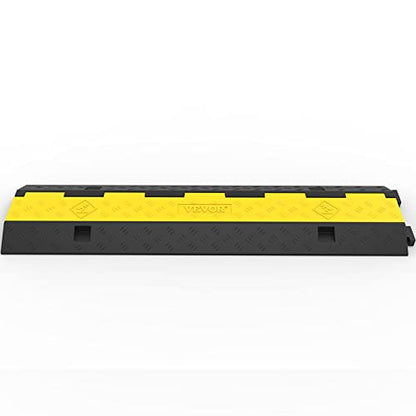 VEVOR 3 PCs Rubber Cable Protector Ramp, 2 Channel, 11000 lbs/axle Capacity Heavy Duty Hose Wire Cover Ramp Driveway, Traffic Speed Bump w/Flip-Open Top Cover, for Indoor&Outdoor - size: 2 Channel