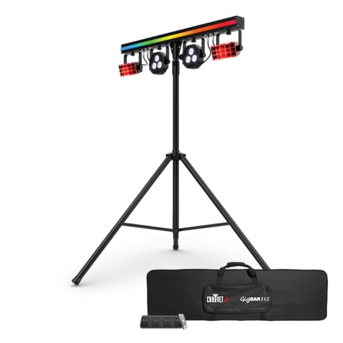 CHAUVET DJ GigBAR 3 ILS DJ Lighting System, All-In-One Party Lights with LED Derby, RGB+UV Wash Lights & Strobe Effects, Portable Stage Lighting Kit with Wireless DMX, ILS Control, Tripod & Carry Bags