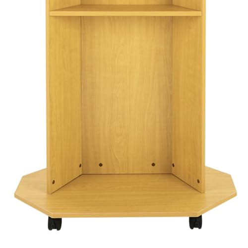 Portable Podium Stand with Wheels, 46 Inches Mobile Pulpit Podium Hostess Stand Lectern Podium Stand with 30 x 17.5 Inch Panel & 4 Universal Wheels in Schools, Classrooms - color: Oak Color(30*17.5*46in)