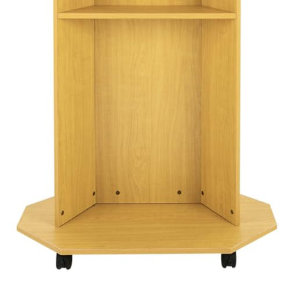 Portable Podium Stand with Wheels, 46 Inches Mobile Pulpit Podium Hostess Stand Lectern Podium Stand with 30 x 17.5 Inch Panel & 4 Universal Wheels in Schools, Classrooms - color: Oak Color(30*17.5*46in)