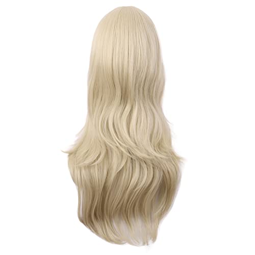 MapofBeauty 28 Inch Long Curly Hair Costume Cosplay Wig, Blonde | 70 cm Wig, Women, Side Bangs, Fashion - color: Blonde