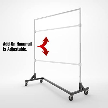 Econoco Brand Commercial Rolling Z-Rack with Add-On Hang Bar - Black Base - color: Black, style: Z Rack with Add On Hang Bar