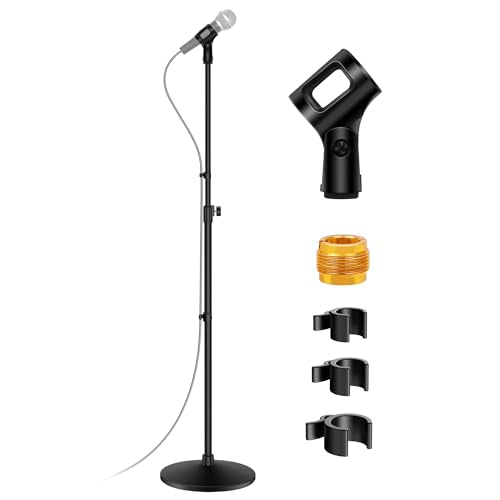 InnoGear 66.34" Mic Stand Microphone Stand Floor Weighted Base for Singing - style: Screw Knob 39“ - 66"