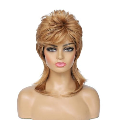 Adequate Mullet Wig for Women, Joe Dirt,Emo Wig,80s Costumes Fancy Party Accessory Cosplay, Halloween x (StrawberryBlonde) - color: A-Strawberry Blonde