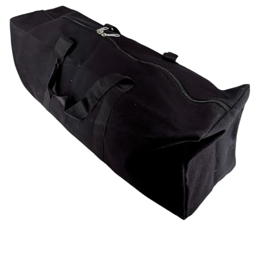 ADROIT Heavy Duty Double Zipper Black Canvas Bag | Sizes 16" 24" 32" 48" 60" | Double-Reinforced Nylon Straps - size: 32"