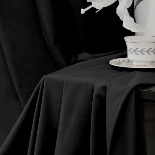 Black Velvet Curtains, Suitable for Bedroom Windows, Ultra Soft Curtains, Living Room Blackout Rod Pocket Curtains, Width 52 Inche x Length 84 Inches, 2-Panel Set (Black, 52" W x 84" L (Pack of 2)) - color: Black, size: 52"W x 84"L (Pack of 2)