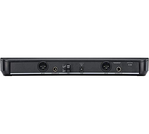Shure BLX288/SM58 Dual-Channel Wireless Audio System J11 Band (596–620 MHz) – BLX88 Receiver, (2) BLX2 Transmitters with SM58 Dynamic Mic, Up to 14 Hr Battery, 300 ft Range | BLX88 Receiver, (2) BLX2 Transmitters with SM58 Dynamic Mic, Up to 14 Hr Battery