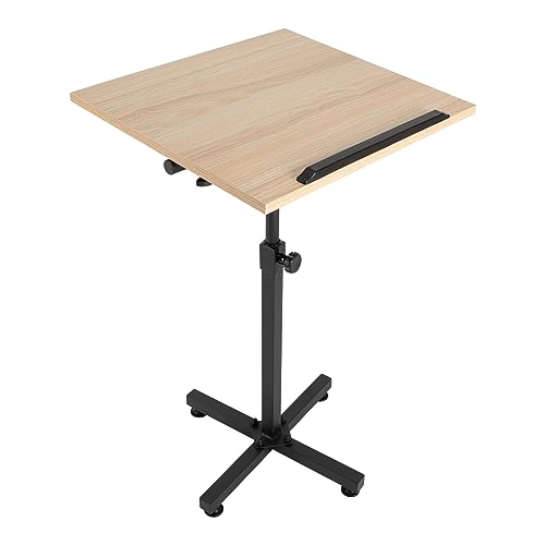 Xuthusman Portable Lectern Podium Stand, 360° Adjustable Mobile Podium Multifunctional Reading Holder with Edge Stopper for Speech Lecture Church Reading（Brown）