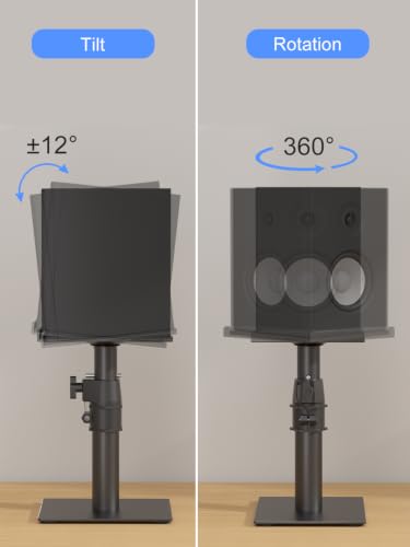 Suptek Free-Standing Speaker Stand Desktop Set, 7.8 x 6.5 inch Trays, Height Adjustment and Tilt, Universal Audio Holders for Computer and Bookshelf Speakers, Elevated Sound, 2 Pack, Black, SDM001TS - color: Black, size: 7.8" x 6.5" x 14.2"