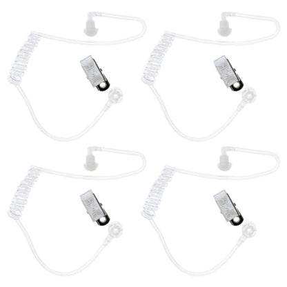Heliltd 4pcs Spy Earpiece Costume Accessory Clear Fake Ear Piece Prop | Realistic Clear Spy Earpieces with Stretchable Acoustic Tube and Metal Clip for Secret Agent, Bodyguard, Cosplay & Halloween