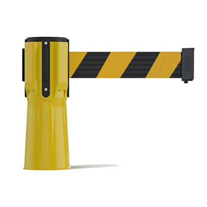 Trafford Industrial 11 Ft. Cone-Mounted Retractable Belt Barrier Yellow Case with Black and Yellow Diagonal Belt - color: Black and Yellow Diagonal, size: Yellow