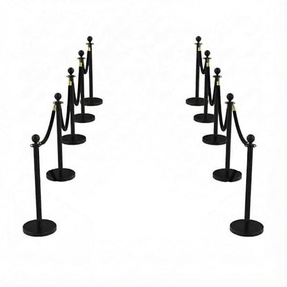12PCS Black Stanchion Post with 8PCS 5ft Velvet Ropes,Black Stainless Steel Stanchion Posts,Queue Line Crowd Control Barrier for Red Carpet, Wedding, Party and Exhibition - color: Black-12PCS
