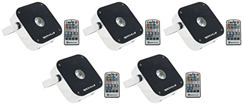 Rockville MINI RF1 V2 DJ/Party LED Wash Light with 4ch RF Remote, 5-Pack