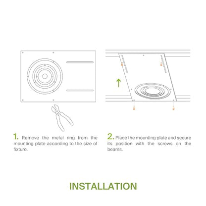 ASD 24 Pack 18 Inch New Construction Mounting Plate Round Hole - 3/4/6 Inch Flat Galvanized Steel Wafer Light Rough In Plate, Universal Light Fixture Mounting Bracket for LED Recessed Lighting - color: Asymmetric Long 3-4-6", size: 24 Pack