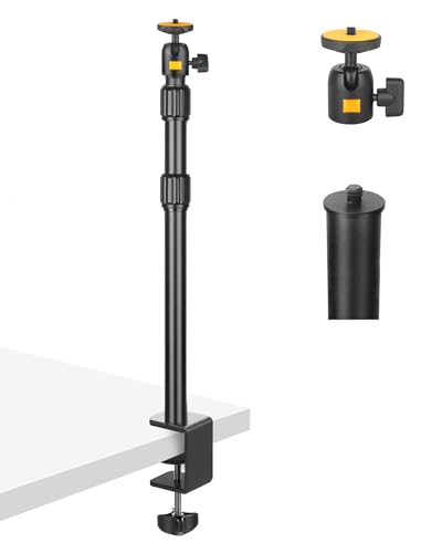 Camera Desk Mount Table Stand with Ball Head, Adjustable Light Stand with 1/4" Screw & C Clamp for DSLR Camera, Ring Light, Live Streaming, Photo Video Shooting - size: TL253H9