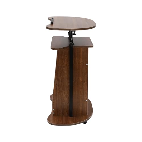 Lectern Podium Stand, Mobile Height Adjustable Church Classroom Lecture Portable Presentation Concert Podium with 4 Universal Wheels Adjustable Angle 0-90° Standing Laptop Cart - color: Brown(23.62w*14.57hin)