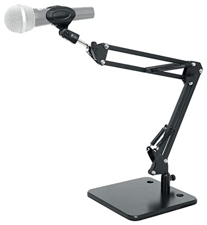 Rockville iSTAND 75 Desktop Boom Arm Mic/iPhone/iPad/Webcam Stand, Black | Steel Weighted Base, 360-Degree Swivel, Condenser Mic Compatible, 5/8" Threading, Podcasting/Studio, Phone/Tablet Holder