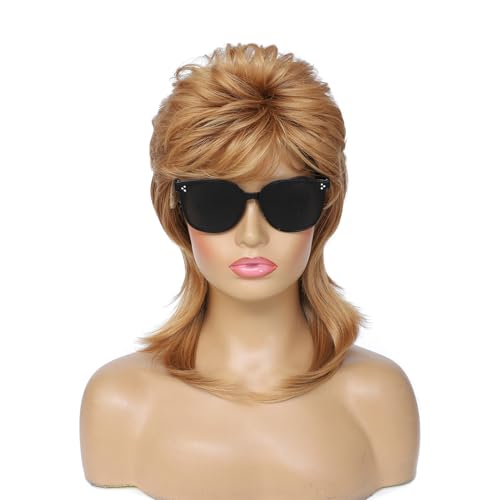 Adequate Mullet Wig for Women, Joe Dirt,Emo Wig,80s Costumes Fancy Party Accessory Cosplay, Halloween x (StrawberryBlonde) - color: A-Strawberry Blonde