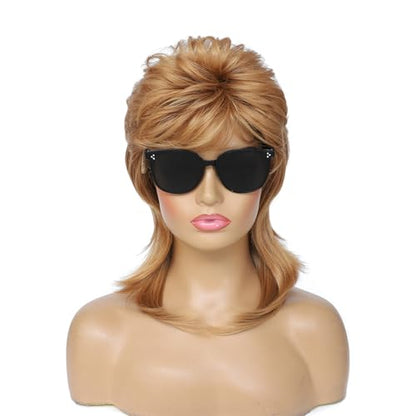 Adequate Mullet Wig for Women, Joe Dirt,Emo Wig,80s Costumes Fancy Party Accessory Cosplay, Halloween x (StrawberryBlonde) - color: A-Strawberry Blonde