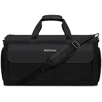 Garment Bags for Travel Large Suit Bag for Men Carry On Garment Bag Convertible Garment Duffle Bag with Shoes Compartment,2 in 1 Hanging Dress Suitcase Suit Travel Bags,Black - color: Black