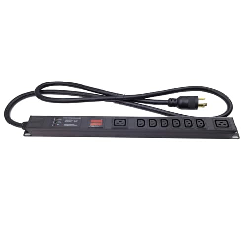 30A Metered Rack PDU, L6-30P Power Distribution Unit with 8 Outlets (6 C13 & 2 C19), 120-240V 7.2kW Server Rack Power Strip with Aluminum Alloy Housing and 6ft Cord - color: 6 C13 + 2 C19 Metered