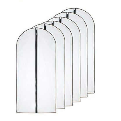 HomeClean Garment Bag (Set of 6) Plastic Garment Bags with Zipper Hanging Clothes Cover Dress Bag for Suits, Coats Closet (24'' x 40'', Black) - color: Black-Translucent, size: 24'' x 40''/6 Pack