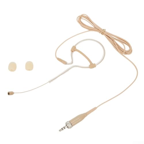 Beige Single Earhook Headset Mic Headworn Microphone 3.5mm 3 Pin 4 Pin XLR Connector Headset Mic with Foam Windscreen - size: B(For Sennheiser)