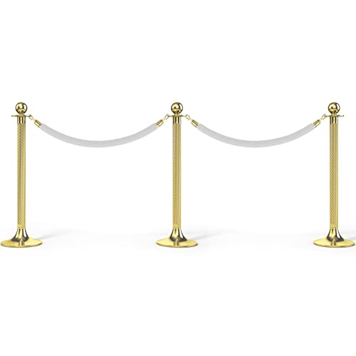 PATIKIL 3.9 Feet White Velvet Stanchion Rope, Crowd Control Barrier Rope with Snap Hooks for Posts Stand Queue Divider of Hotel Theater, Golden - color: White, size: 3 Feet