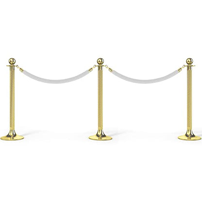 PATIKIL 3.9 Feet White Velvet Stanchion Rope, Crowd Control Barrier Rope with Snap Hooks for Posts Stand Queue Divider of Hotel Theater, Golden - color: White, size: 3 Feet