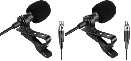 Lavalier Microphone Lapel Microphone Compatible with AKG Samson Wireless Transmitter - Unidirectional Condenser Mic - Mini XLR TA3F Plug (Pack of 2) - size: Mini XLR TA3F Plug for AKG Only (Pack of 2)