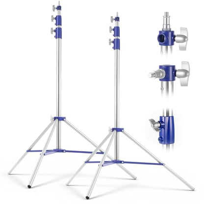 Heavy Duty Light Stand for Photography, 10.5ft/320cm Adjustable Tripod | Spring Cushioned Light Stand with 1/4" - 3/8" Screw, for Softbox, Ring Light, LED Panel, Cameras, 22lb Capacity, 2 Pack - size: 2 pack 10.5ft