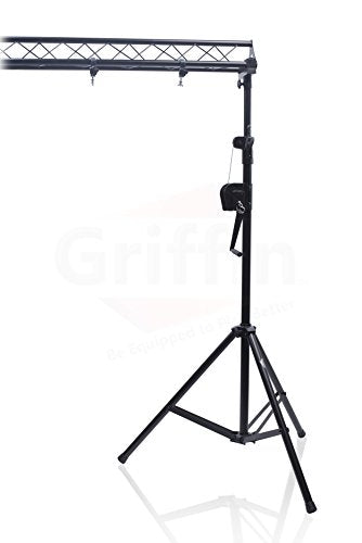 GRIFFIN Triangle Lighting Truss Stand System 15FT (Hand-CrankUP Plus) – DJ Booth Trussing Kit for Light Cans & Speakers – Pro Audio Stage Platform Hardware Package – Music Equipment Mount Gear Holder