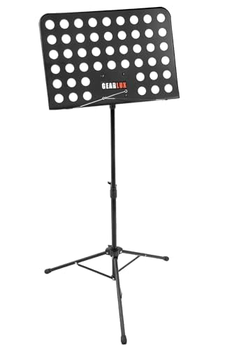 Gearlux Lightweight Vented Die-Cast Sheet Music Stand with Height Adjustment up to 71 Inches and Triple Layer Anti-Rust Coating - size: Adjustable