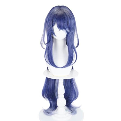 Blue Purple Cosplay Wig Heat Resistan Synthetic Fiber Long Straight Hair for Adult Women Halloween Cos Anime Party Replacement Wigs - color: Blue Purple