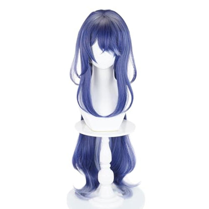 Blue Purple Cosplay Wig Heat Resistan Synthetic Fiber Long Straight Hair for Adult Women Halloween Cos Anime Party Replacement Wigs - color: Blue Purple