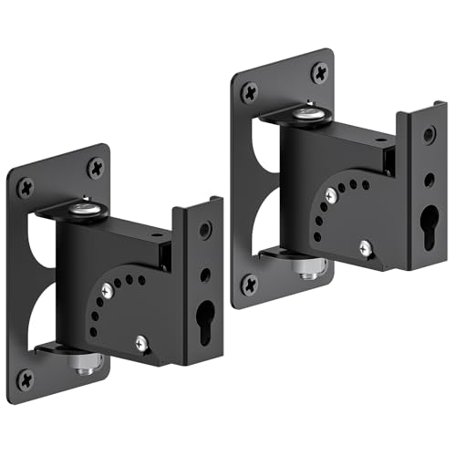 Metal Universal Speaker Wall Mount for Surround Sound Speaker Mounts - Swivel & Tilt Adjustable Wall Mounts for LG, Samsung, Vizio, Roku, Sony Speakers Mounting Bracket Hold up to 30lbs, 2 Pack