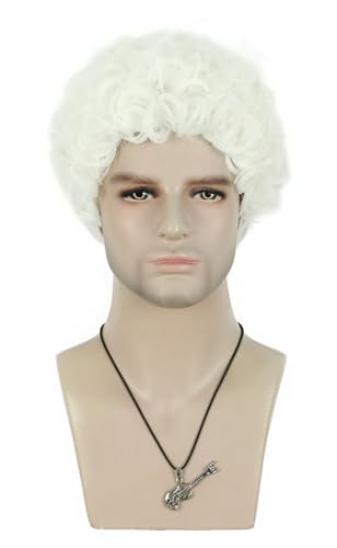 VGbeaty Adult Judge Colonial Wig Long Curly White Wig with Ponytail | VGbeaty Adult Judge Colonial Wig Long Curly White Wig with Ponytail - color: Curly-White