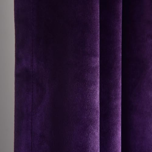 Roslynwood Purple Velvet Curtain 63 inches Long - Curtains Block Light Privacy Rod Pocket Thermal Insulated Window Drapes Panels for Bedroom/Living Room,W52 by L63 inches, 2 Panels - color: Purple, size: 52"W x 63"L (Pack of 2)