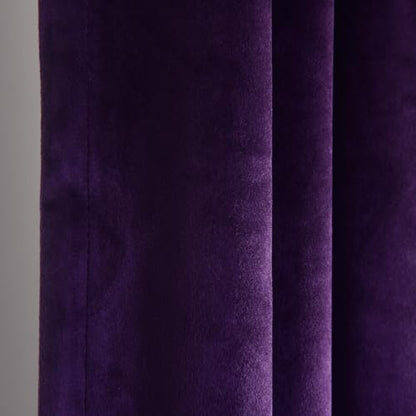 Roslynwood Purple Velvet Curtain 63 inches Long - Curtains Block Light Privacy Rod Pocket Thermal Insulated Window Drapes Panels for Bedroom/Living Room,W52 by L63 inches, 2 Panels - color: Purple, size: 52"W x 63"L (Pack of 2)