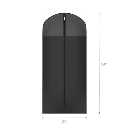 Univivi Garment Bag Suit Bag for Storage and Travel, 54 Inch, Set of 6 | Dress Bags for Gowns Long with Zipper and Clear Window, Oxford Fabrics, Foldable Suit Cover for Long Suits, Coats, Dresses - size: 24"X54"-6pcs - Black