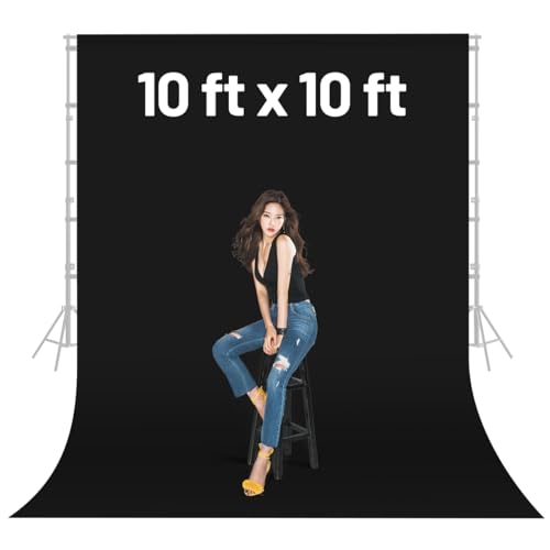 Black Backdrop Background,10 X 10 FT Large Photography Backdrop Photo Photoshoot Background Screen for Photography Photo Booth Backdrops Parties Curtain - color: Black, size: 10*10