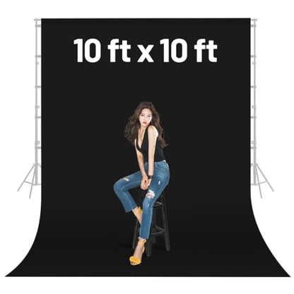 Black Backdrop Background,10 X 10 FT Large Photography Backdrop Photo Photoshoot Background Screen for Photography Photo Booth Backdrops Parties Curtain - color: Black, size: 10*10