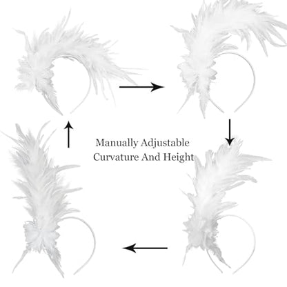 Loieryk Feathers Fascinator Headband 1920s Queen Headpiece Fascinators Hats for Women Tea Party Flower Headpiece - color: White