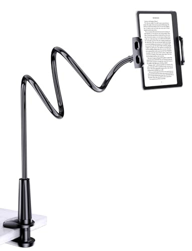 Tryone Gooseneck Kindle&Tablet Holder for Bed Hands-Free Reading on Bed Headboard for iPad, Kindle, and Switch, Flexible 30in Al-Mg Alloy Clamp Arm Stand for Tablets 4.7-10.5 in, Phone - Black - 30in - color: Black