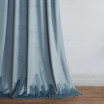 Roslynwood Velvet Stone Blue Curtain 84 inch Long - Curtains Block Light Rod Pocket Thermal Insulated Window Drapes Set for Living Room/Bedroom/Dining Room, W52 x L84, 2 Panels - color: Stone Blue, size: 52"W x 84"L (Pack of 2)