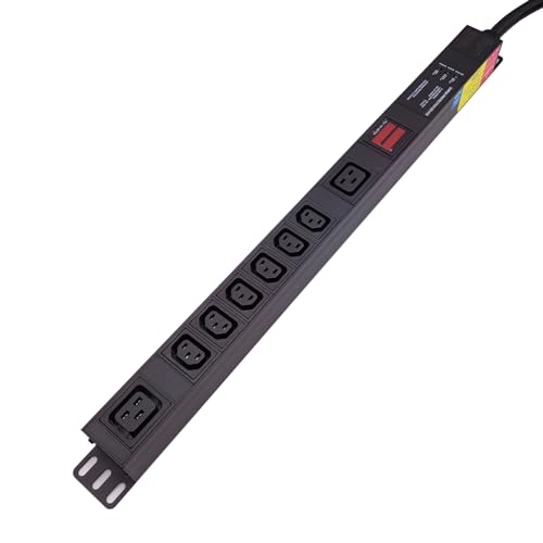 30A Metered Rack PDU, L6-30P Power Distribution Unit with 8 Outlets (6 C13 & 2 C19), 120-240V 7.2kW Server Rack Power Strip with Aluminum Alloy Housing and 6ft Cord - color: 6 C13 + 2 C19 Metered