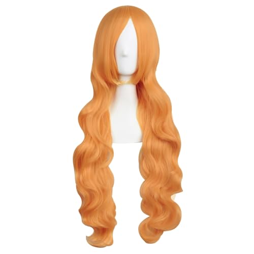 MapofBeauty 32 Inch Long Hair Spiral Curly Cosplay Costume Wig, Orange - color: Orange